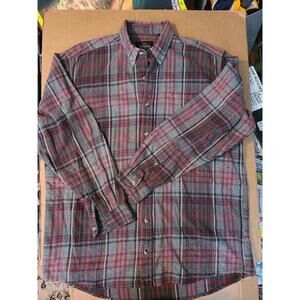 Red Head Brand Men's XL Tall Button Down Flannel Shirt Gray/red Plaid